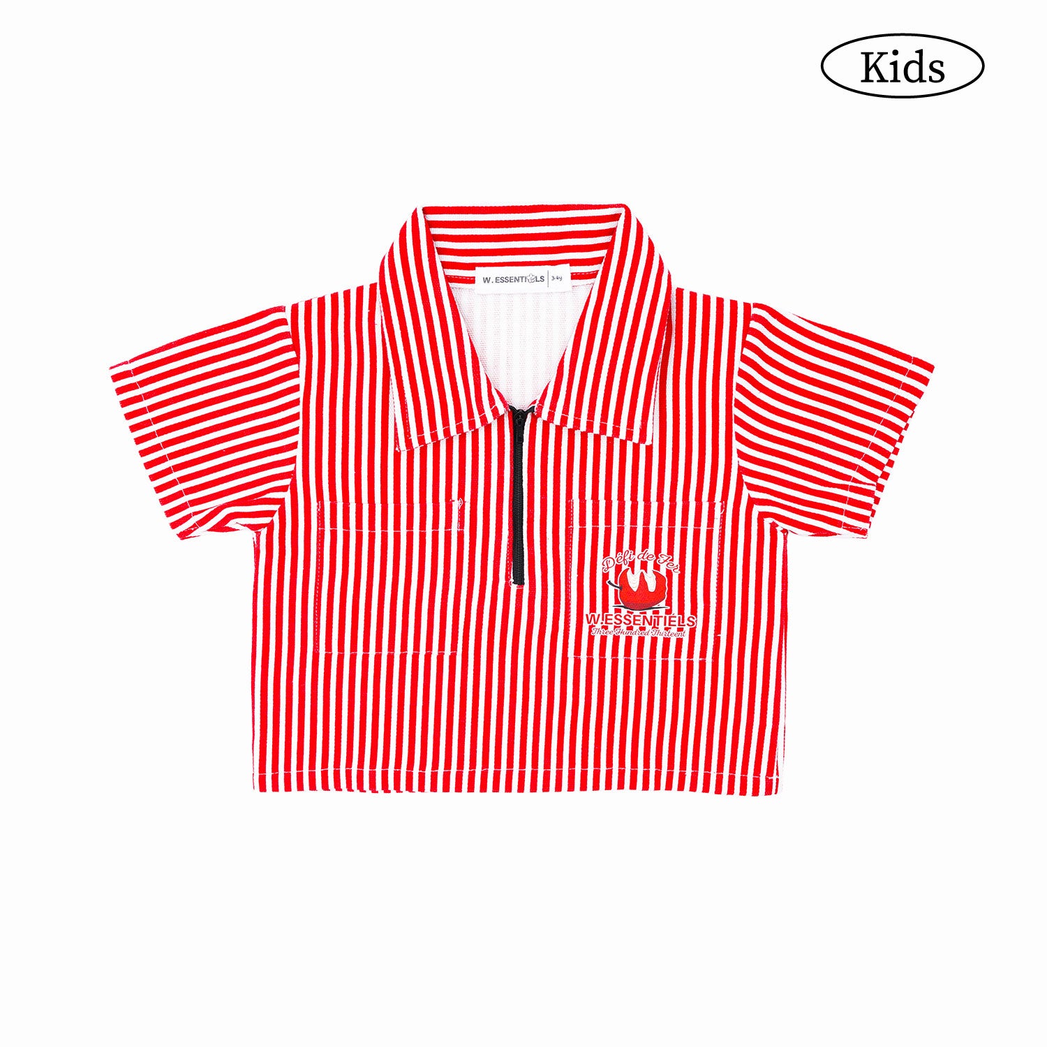 W.Essentiels Kids Kersaint Mechanic Stripped Shirt Cherry