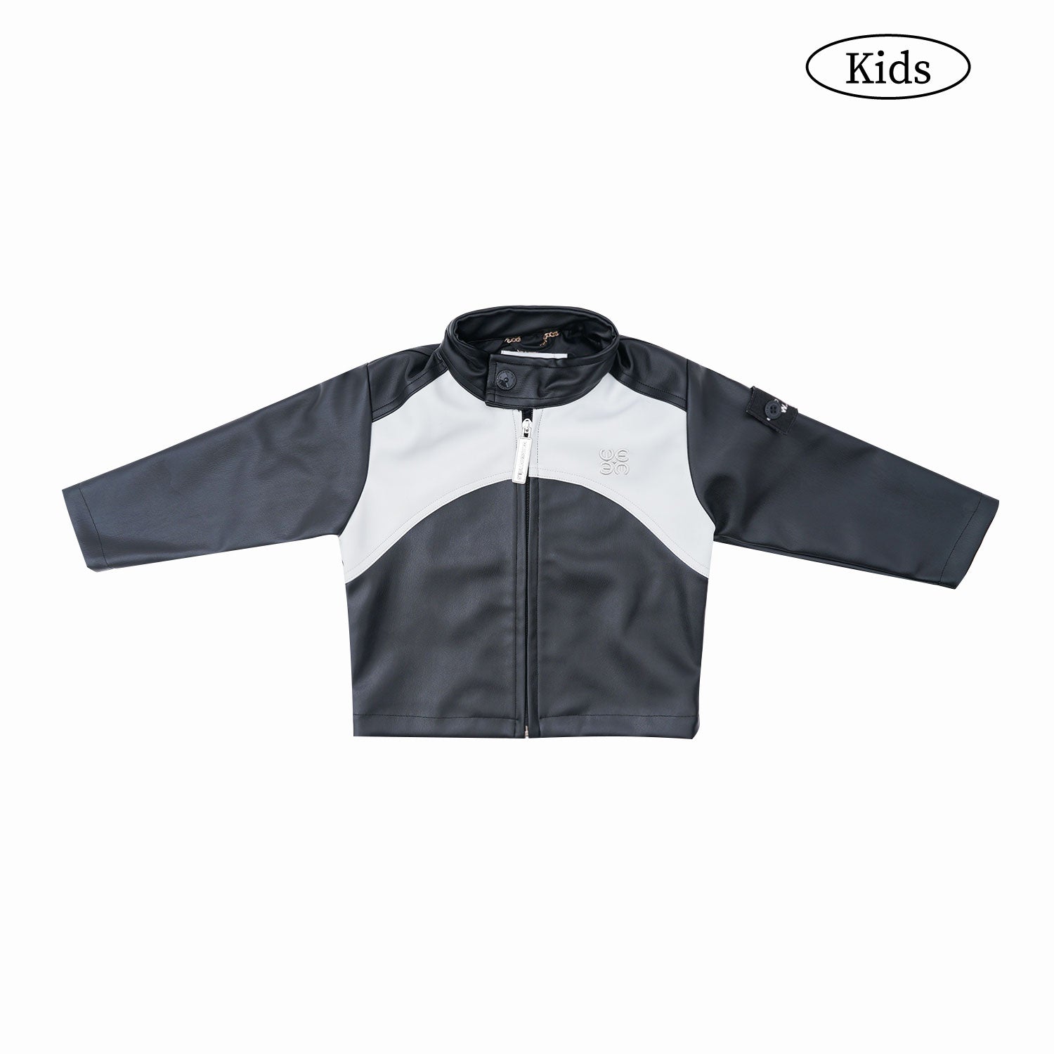 W.Essentiels Kids Mirage 2000 Boxy Bikers Leather Jacket Noir Black/Asphalt