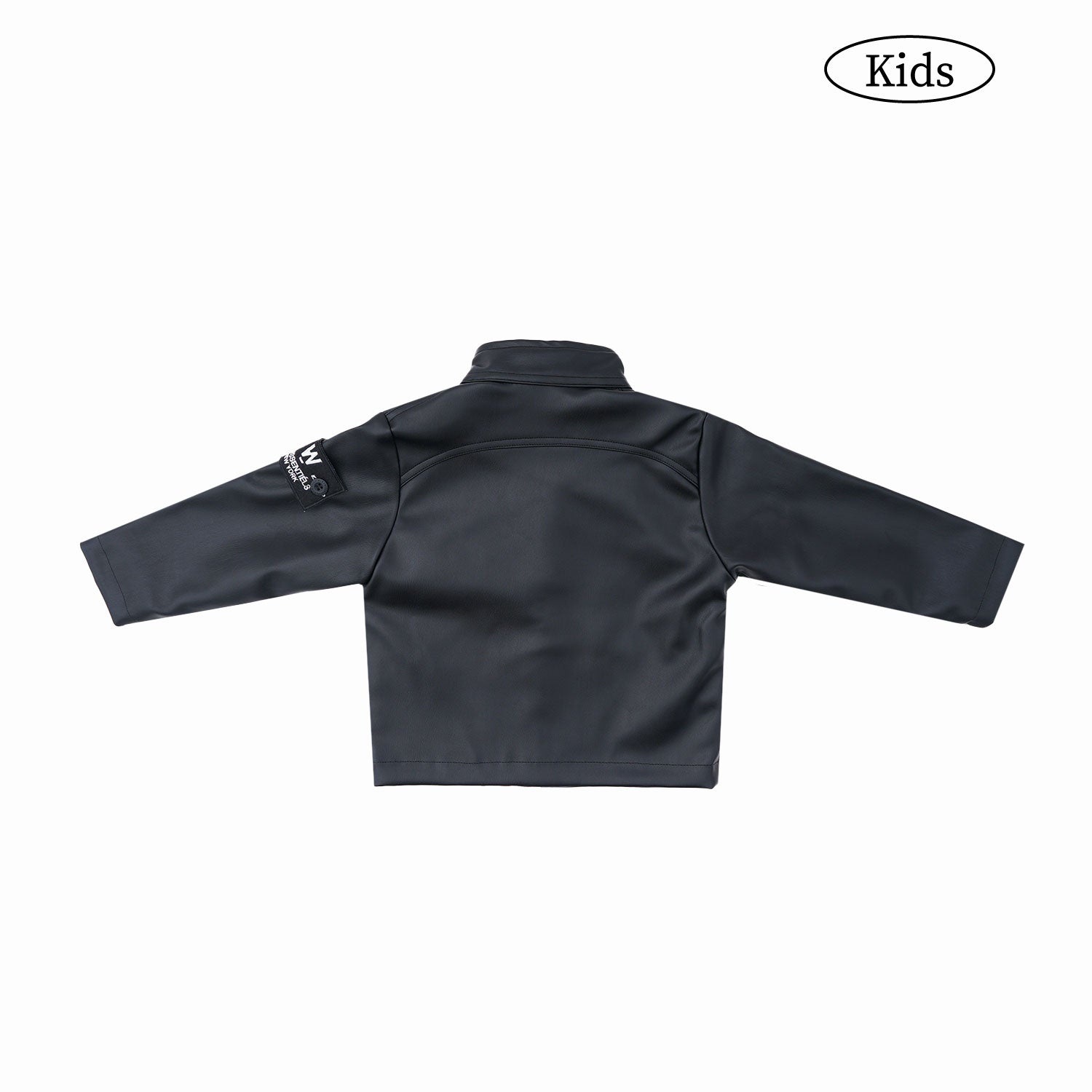 W.Essentiels Kids Mirage 2000 Boxy Bikers Leather Jacket Noir Black/Asphalt