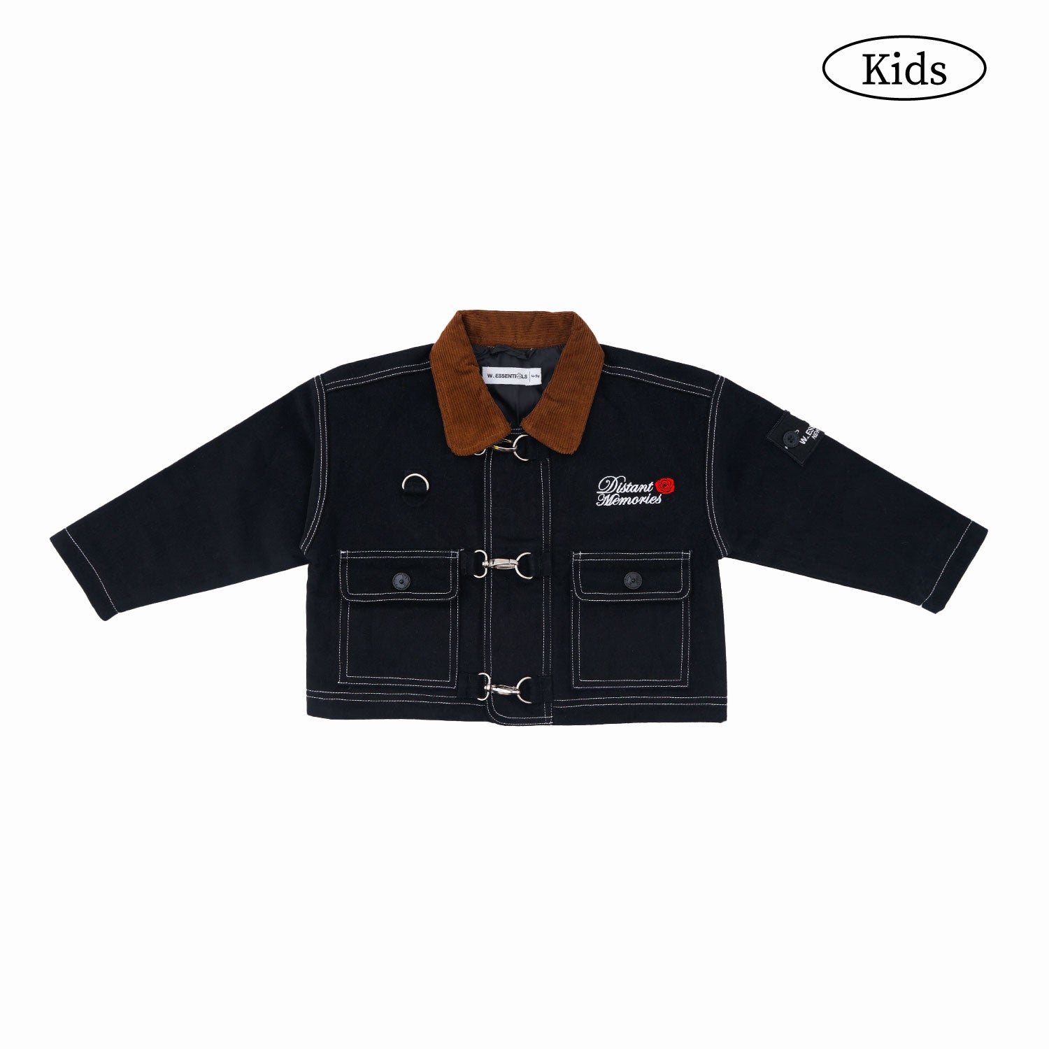 W.Essentiels Kids Label Blue Sapeurs-Pompiers Fireman Clasp Work Jacket Noir Black