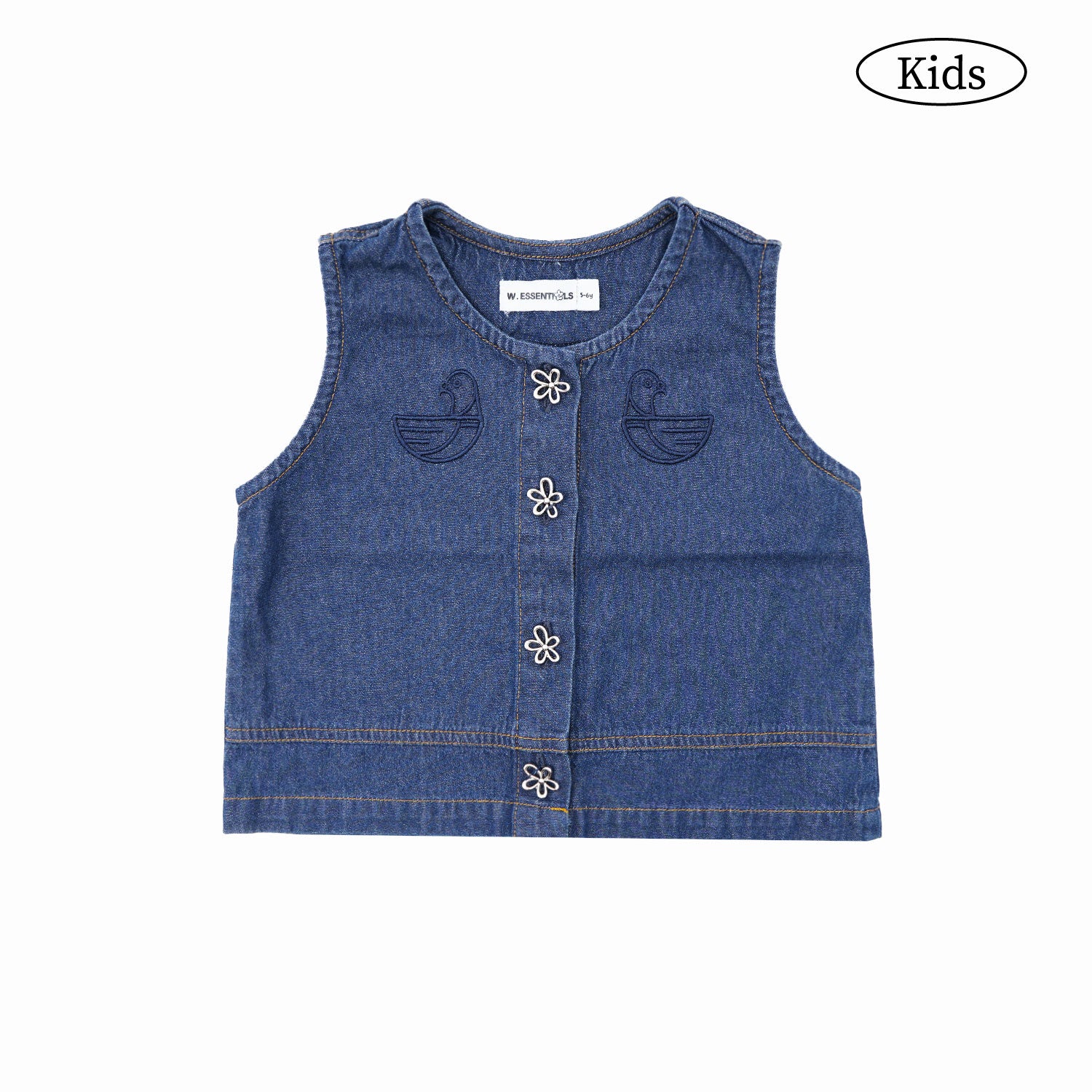 W.Essentiels Kids Mistral Vest Denim Washed Indigo