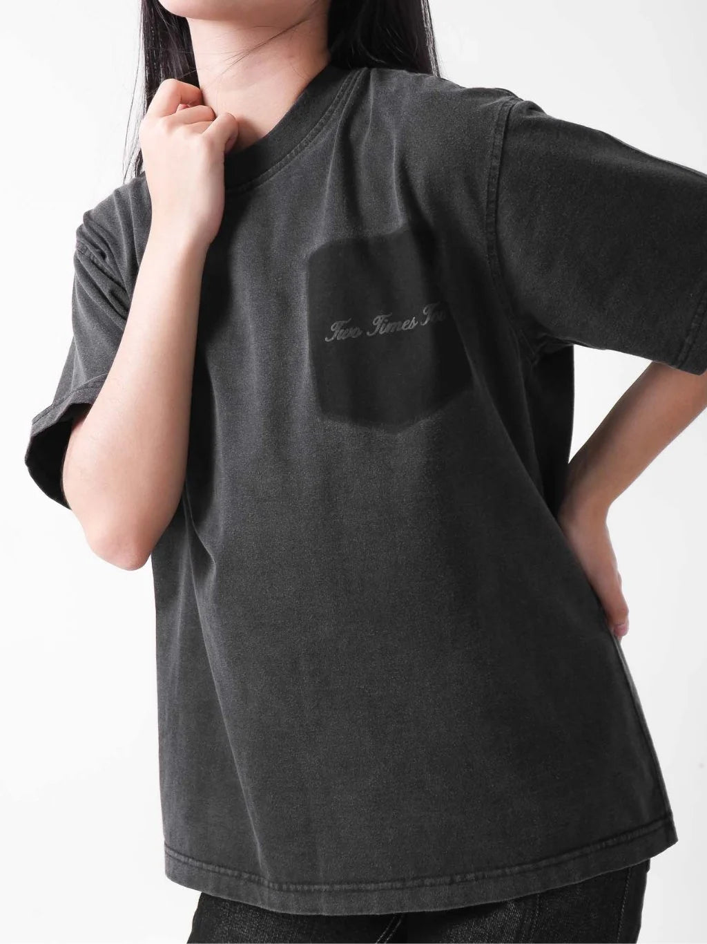 Two Times Too Ghost Pocket Tee Washed Black