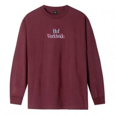 HUF WOZ Embroidered L/S Tee Burgundy