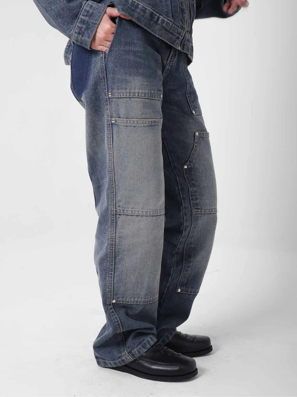 Two Times Too Double Knee Ghost Denim Washed Blue
