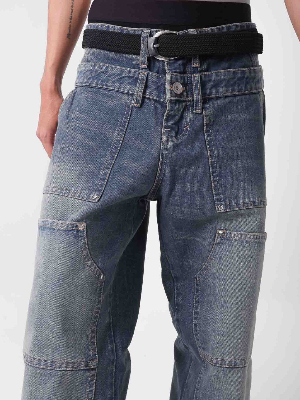 Two Times Too Double Knee Ghost Denim Washed Blue