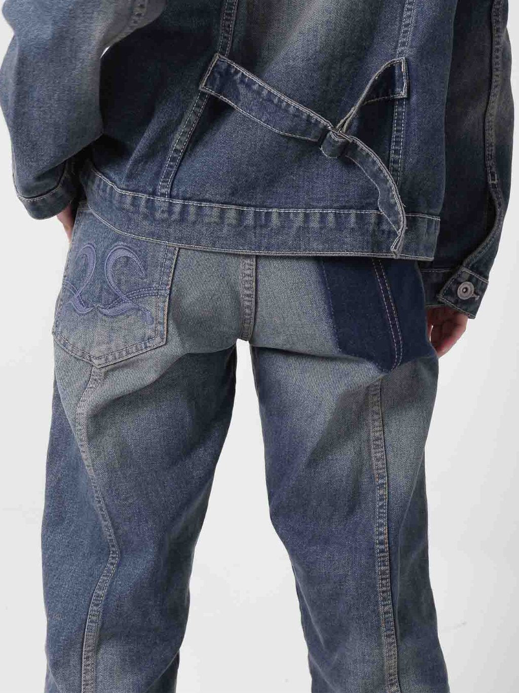 Two Times Too Double Knee Ghost Denim Washed Blue