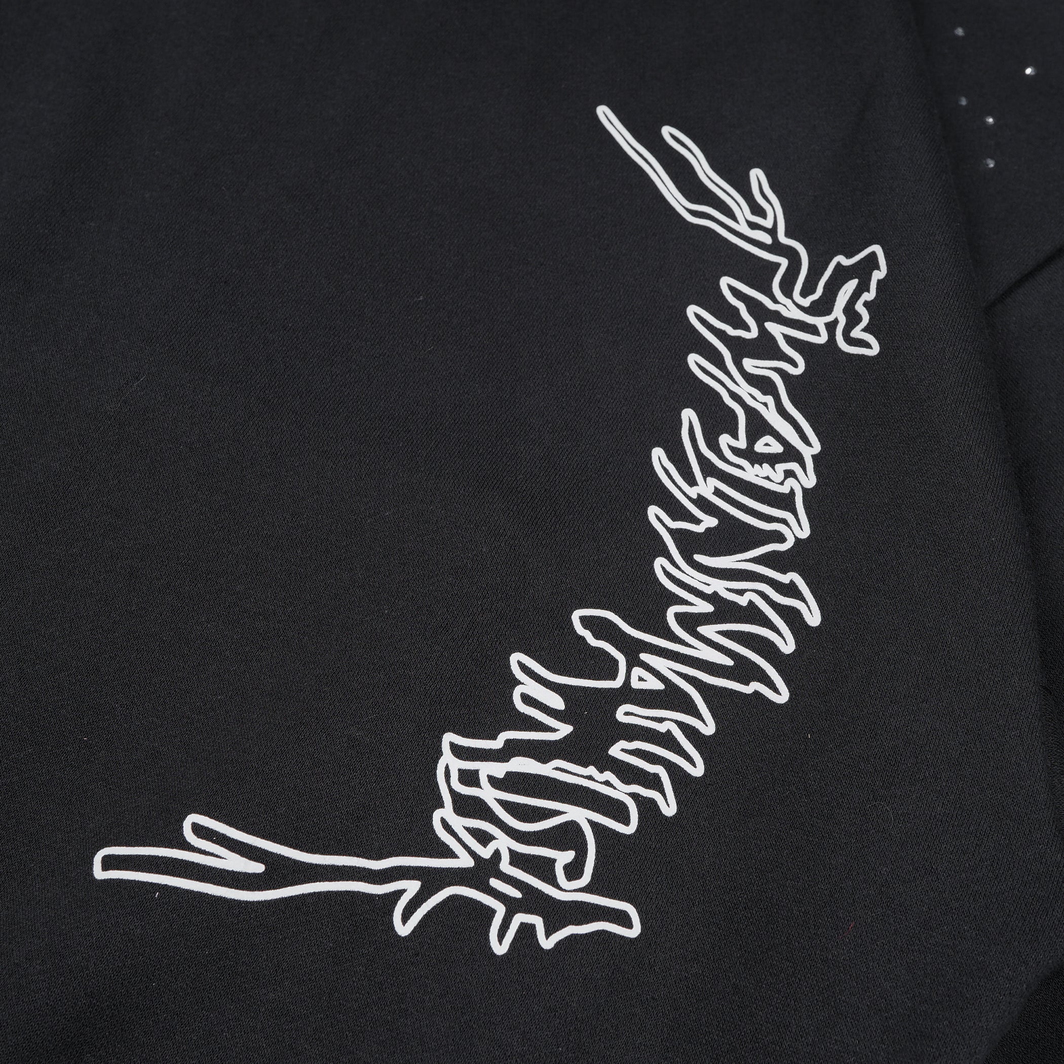 W.ESSENTIELS x Swain Mahisa A Quiet Speculation Oversize Zip Hoodie with Rhinestones Noir Black