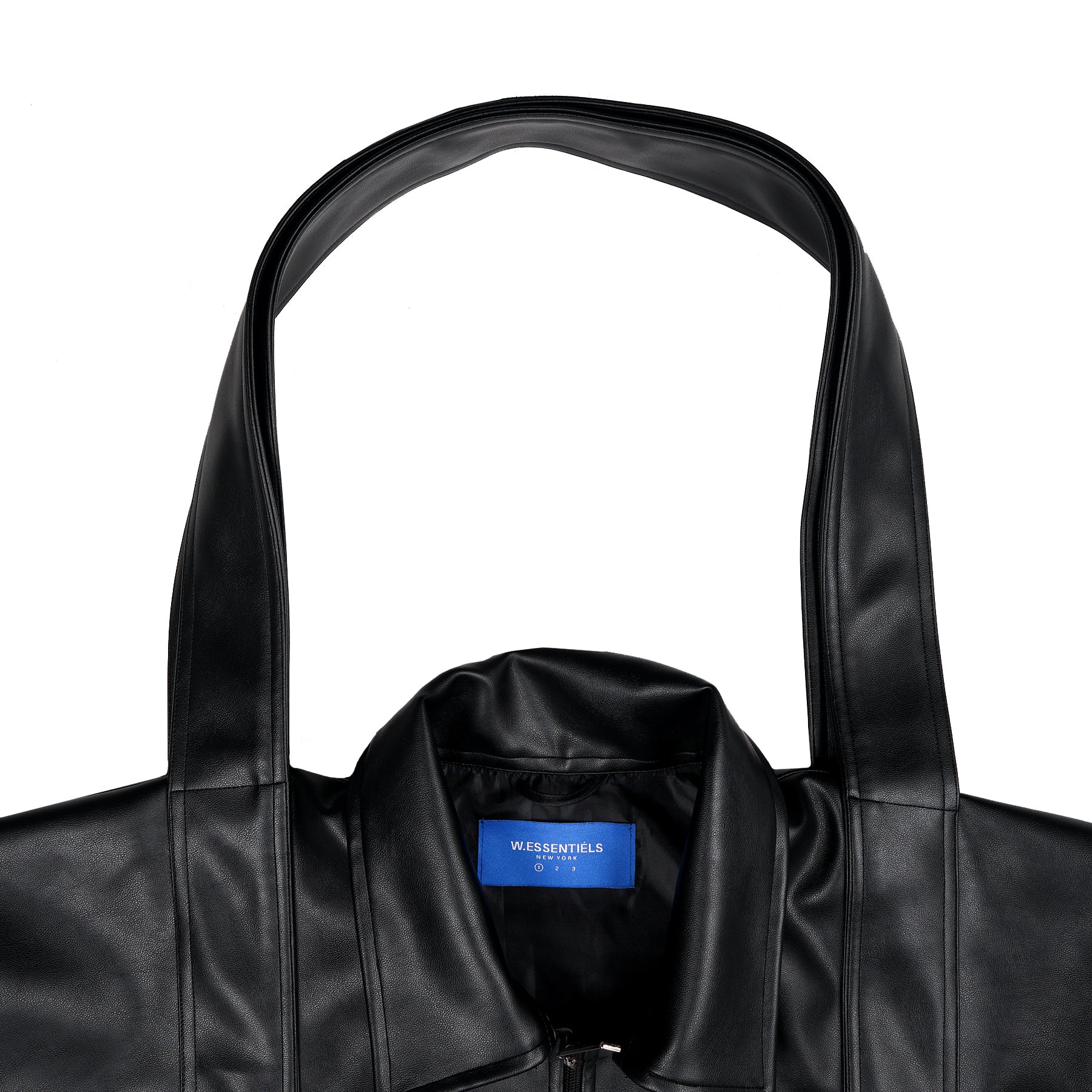 W.ESSENTIELS x Swain Mahisa A Quiet Speculation Oversize Two-Way Leather Sport Jacket Noir Black
