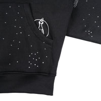 W.ESSENTIELS x Swain Mahisa A Quiet Speculation Oversize Zip Hoodie with Rhinestones Noir Black