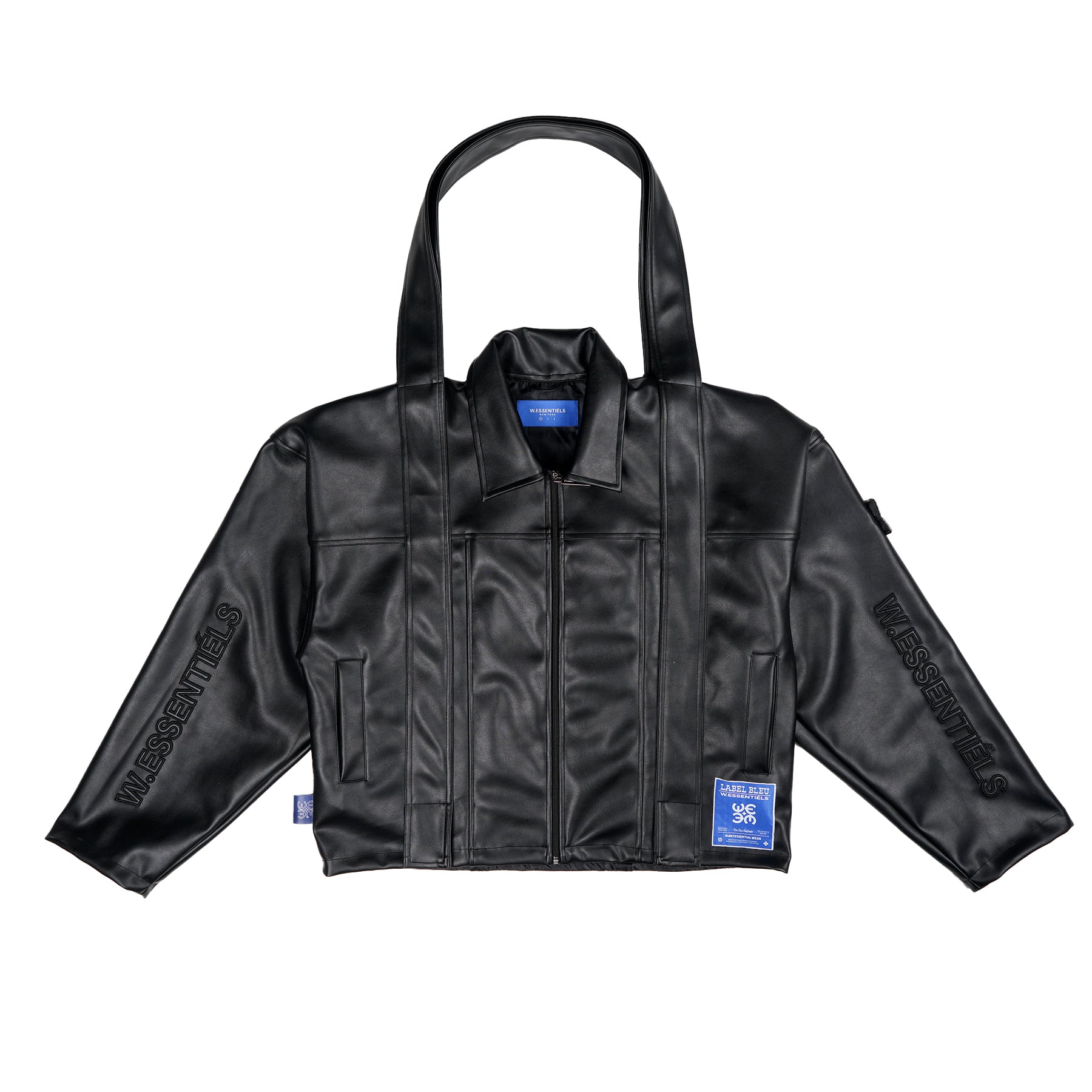 W.ESSENTIELS x Swain Mahisa A Quiet Speculation Oversize Two-Way Leather Sport Jacket Noir Black