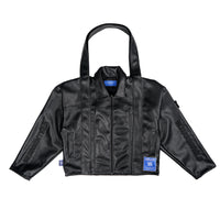 W.ESSENTIELS x Swain Mahisa A Quiet Speculation Oversize Two-Way Leather Sport Jacket Noir Black