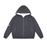Two Times Too Oversized Waffle Lined Washed Hoodie Washed Grey