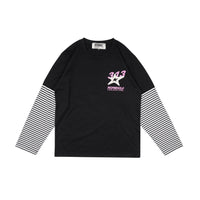Wormhole Light it up Double Layer Longsleeve Tee Black/Stripes