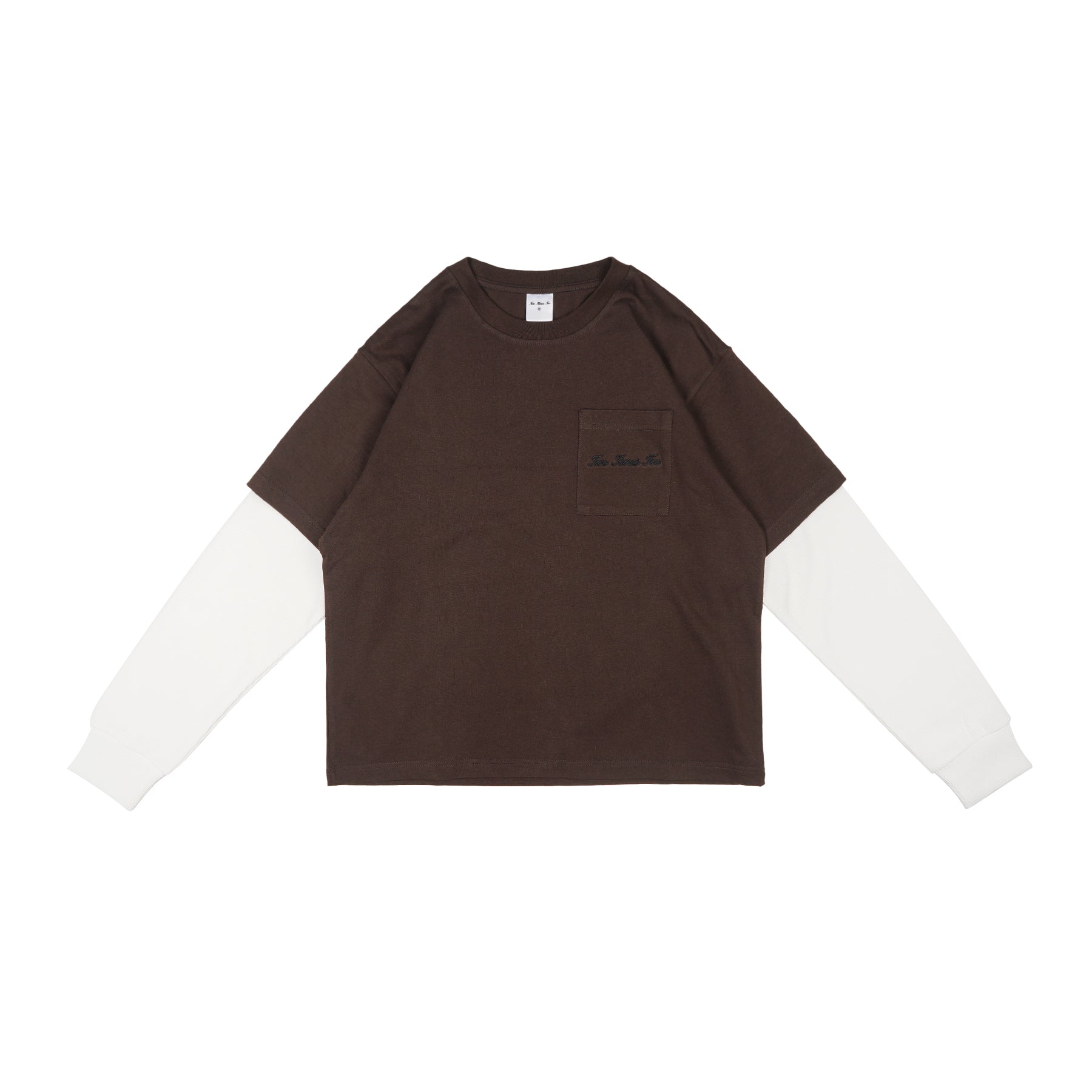 Two Times Too Double Layered Waffle Longsleeve Brown/White