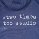 Two Times Too Oversized Waffle Lined Washed Hoodie Washed Blue