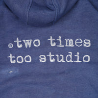 Two Times Too Oversized Waffle Lined Washed Hoodie Washed Blue