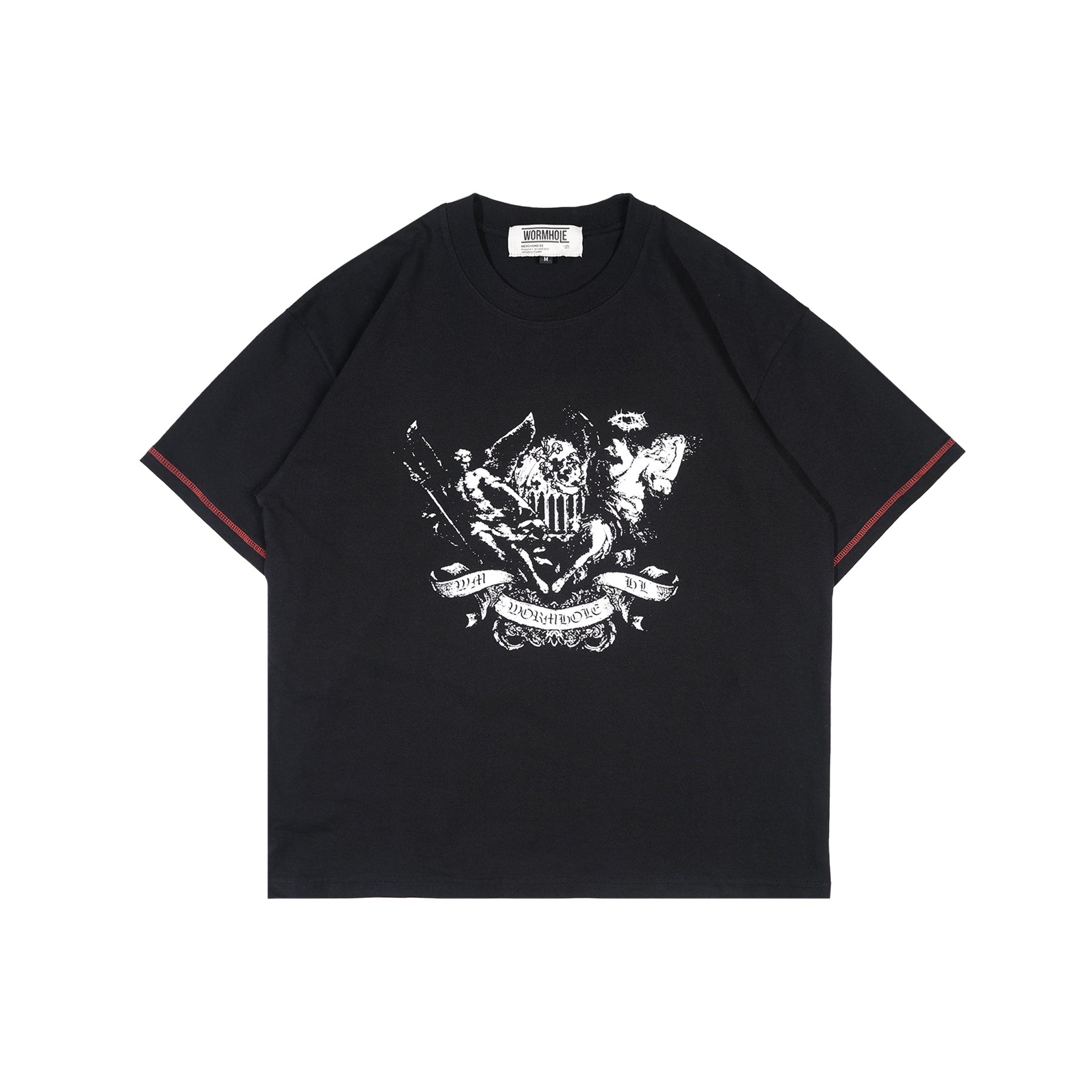 Wormhole City of Invasion Oversize Boxy Tee with Red Stitch