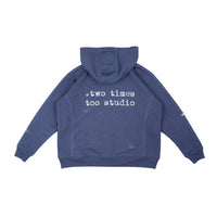 Two Times Too Oversized Waffle Lined Washed Hoodie Washed Blue