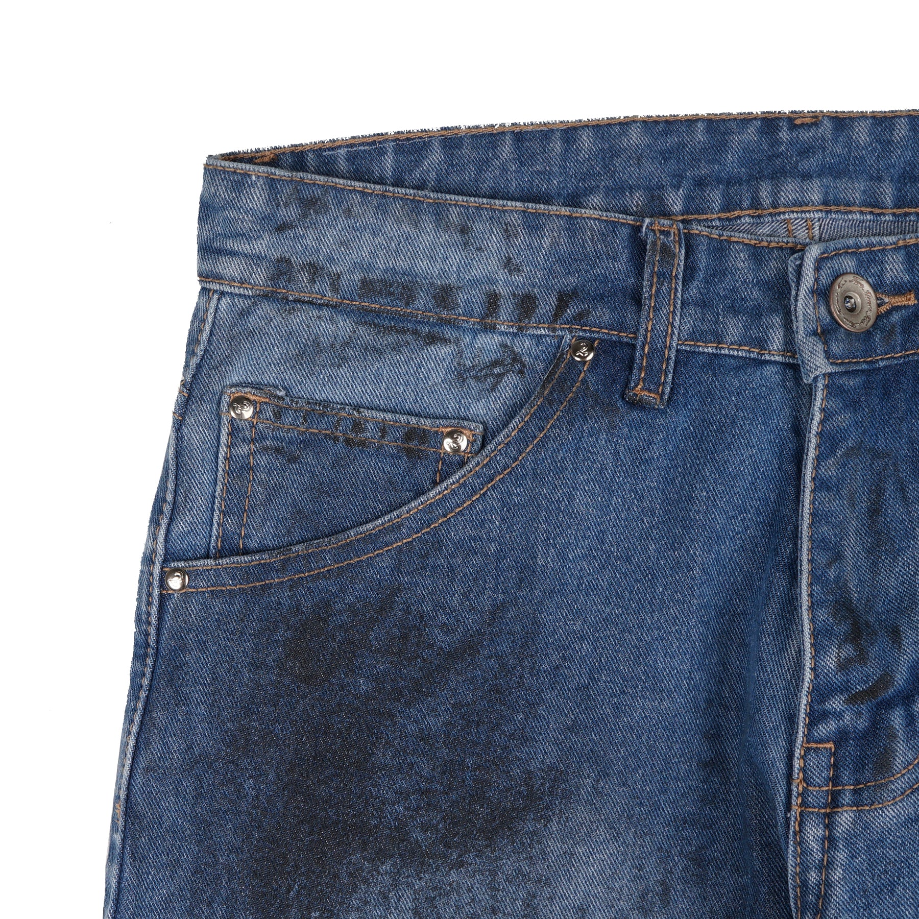 Two Times Too Bleak Denim Distressed Washed Blue