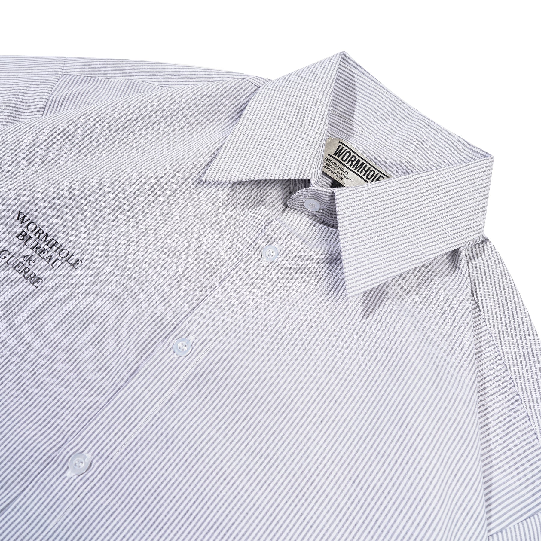 Wormhole Bureau de Guerre Boxy Cut Oversized Shirt Stripped Grey
