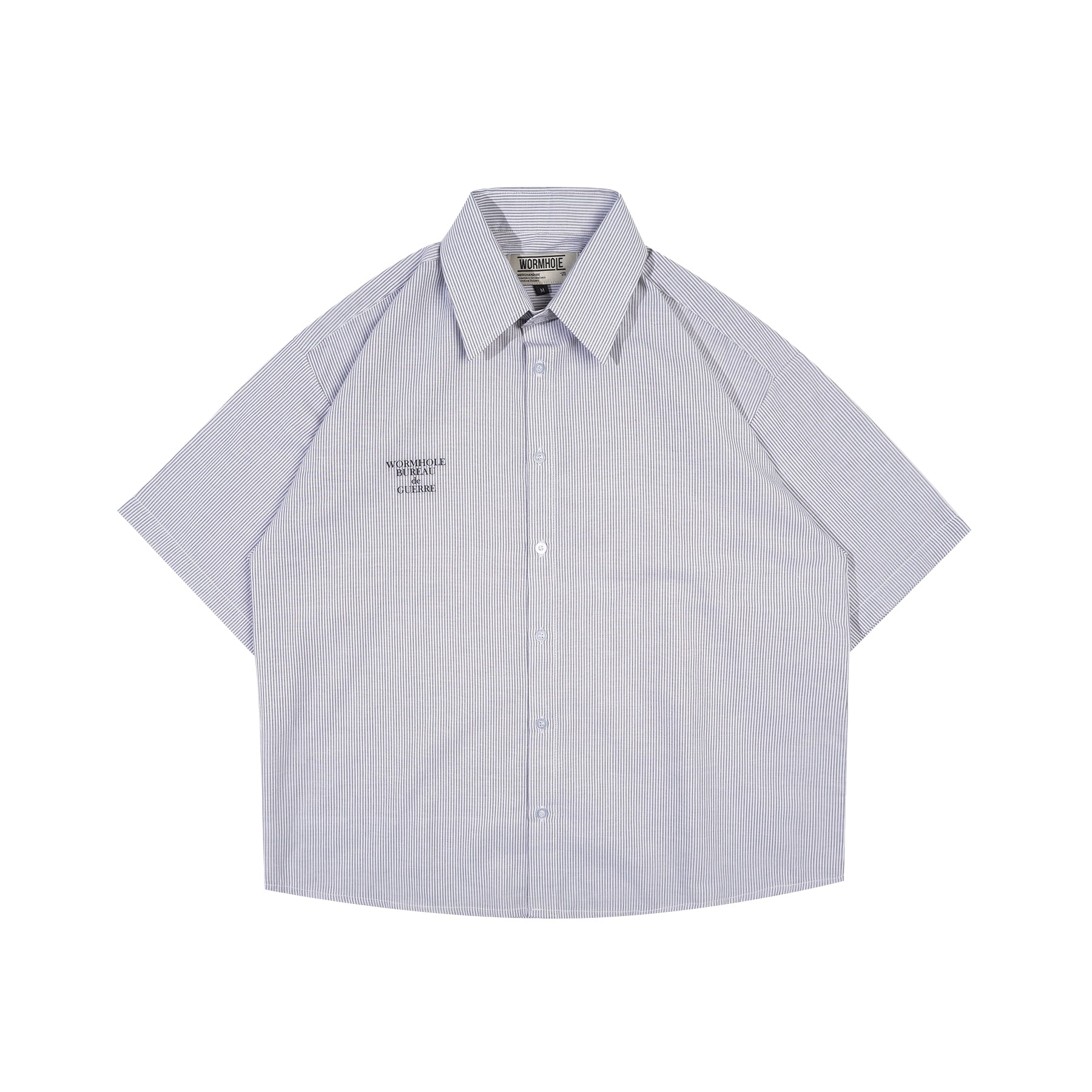 Wormhole Bureau de Guerre Boxy Cut Oversized Shirt Stripped Grey