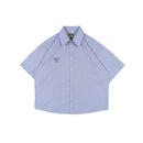 Wormhole Bureau de Guerre Boxy Cut Oversized Shirt Stripped Navy