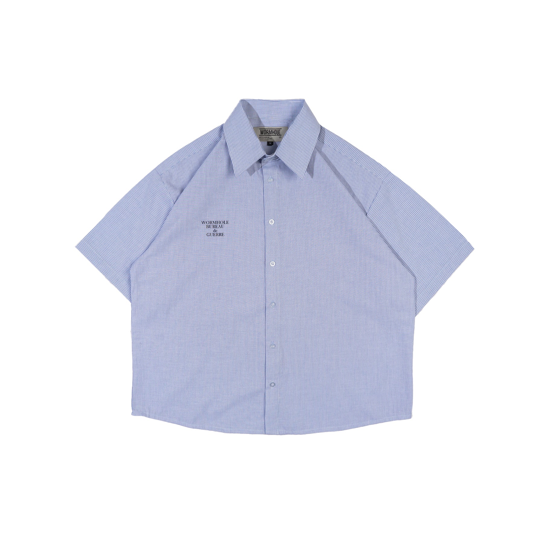 Wormhole Bureau de Guerre Boxy Cut Oversized Shirt Stripped Navy