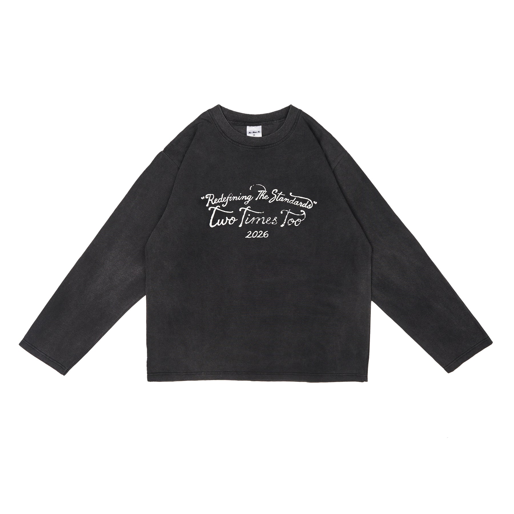 Two Times Too Cursive Tee Longsleeve Washed Black
