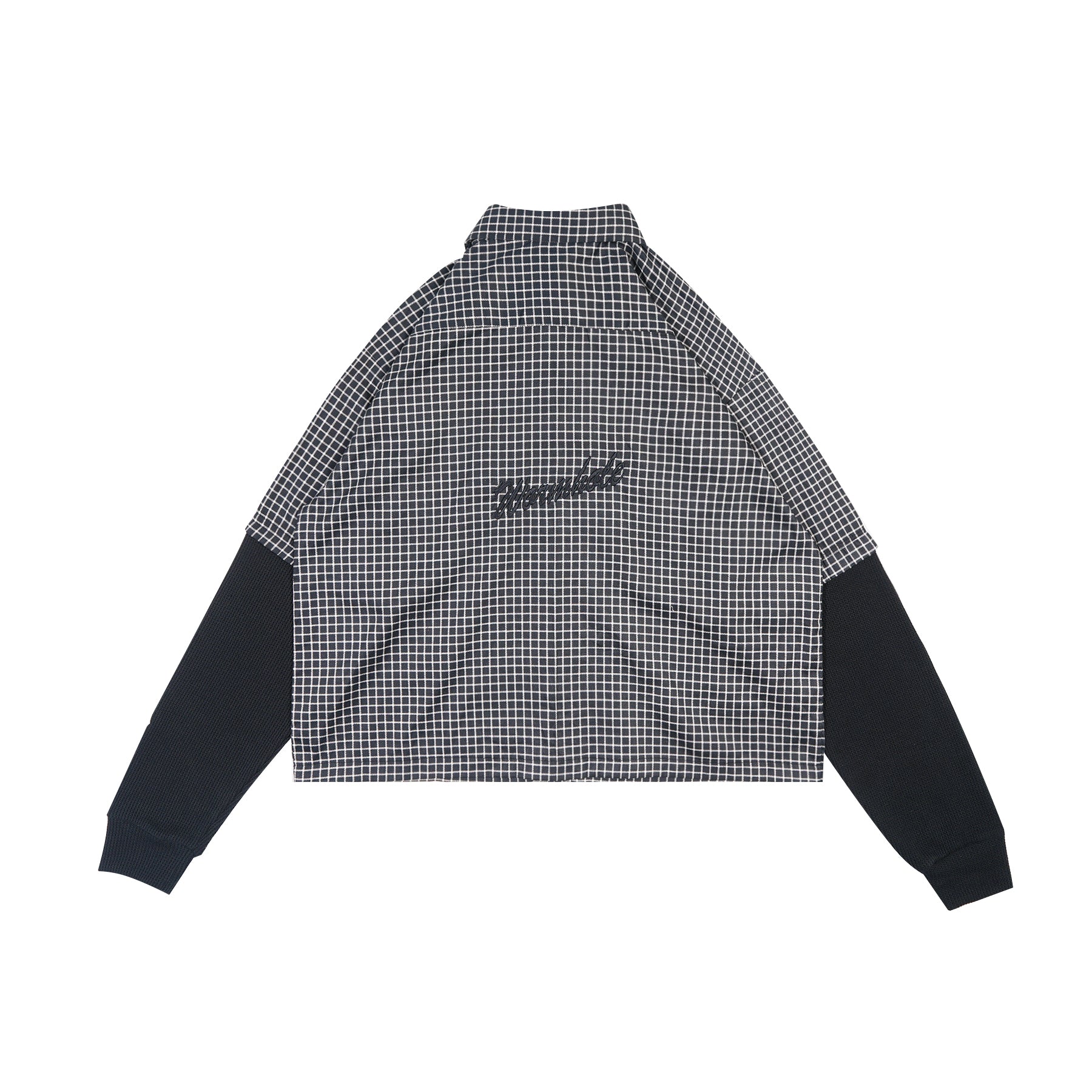 Wormhole Esqueleto Double Layer Shirt Woven Plaid / Black