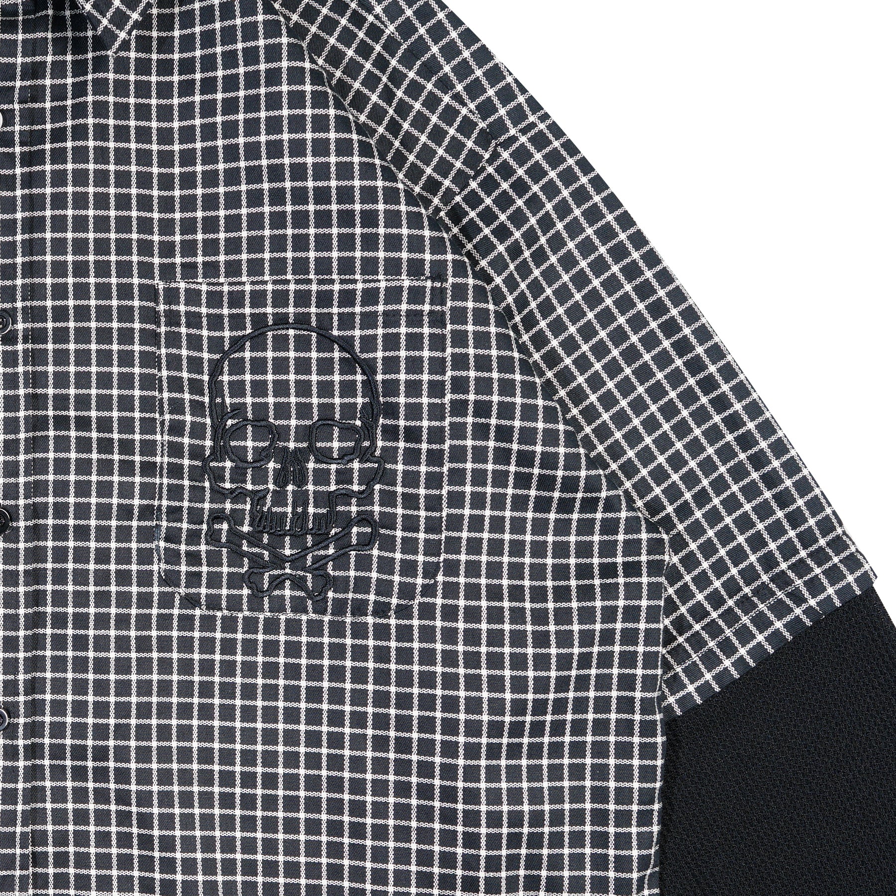 Wormhole Esqueleto Double Layer Shirt Woven Plaid / Black