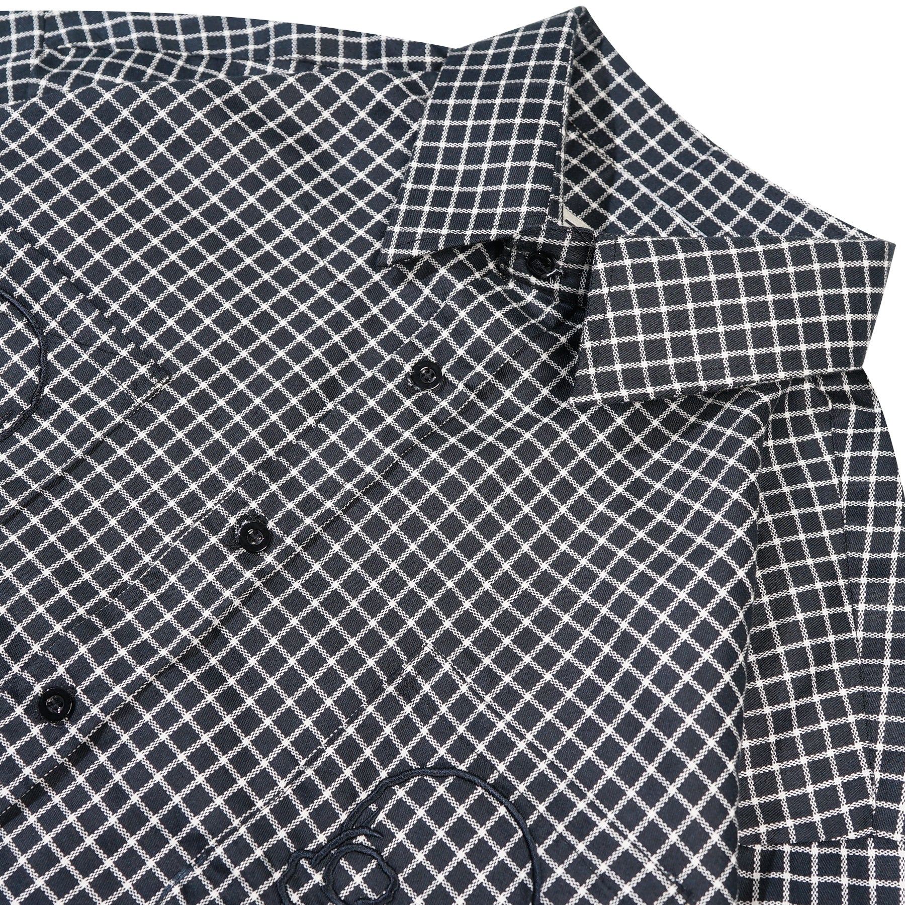 Wormhole Esqueleto Double Layer Shirt Woven Plaid / Black