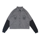 Wormhole Esqueleto Double Layer Shirt Woven Plaid / Black