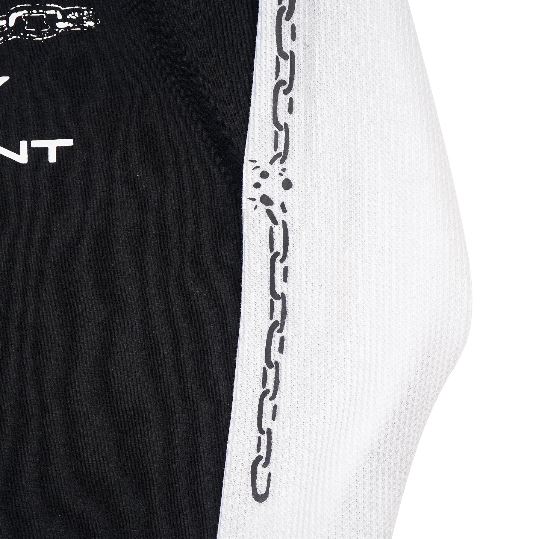 Wormhole Solitary Chain Double Layer Long sleeve Tee Black/White