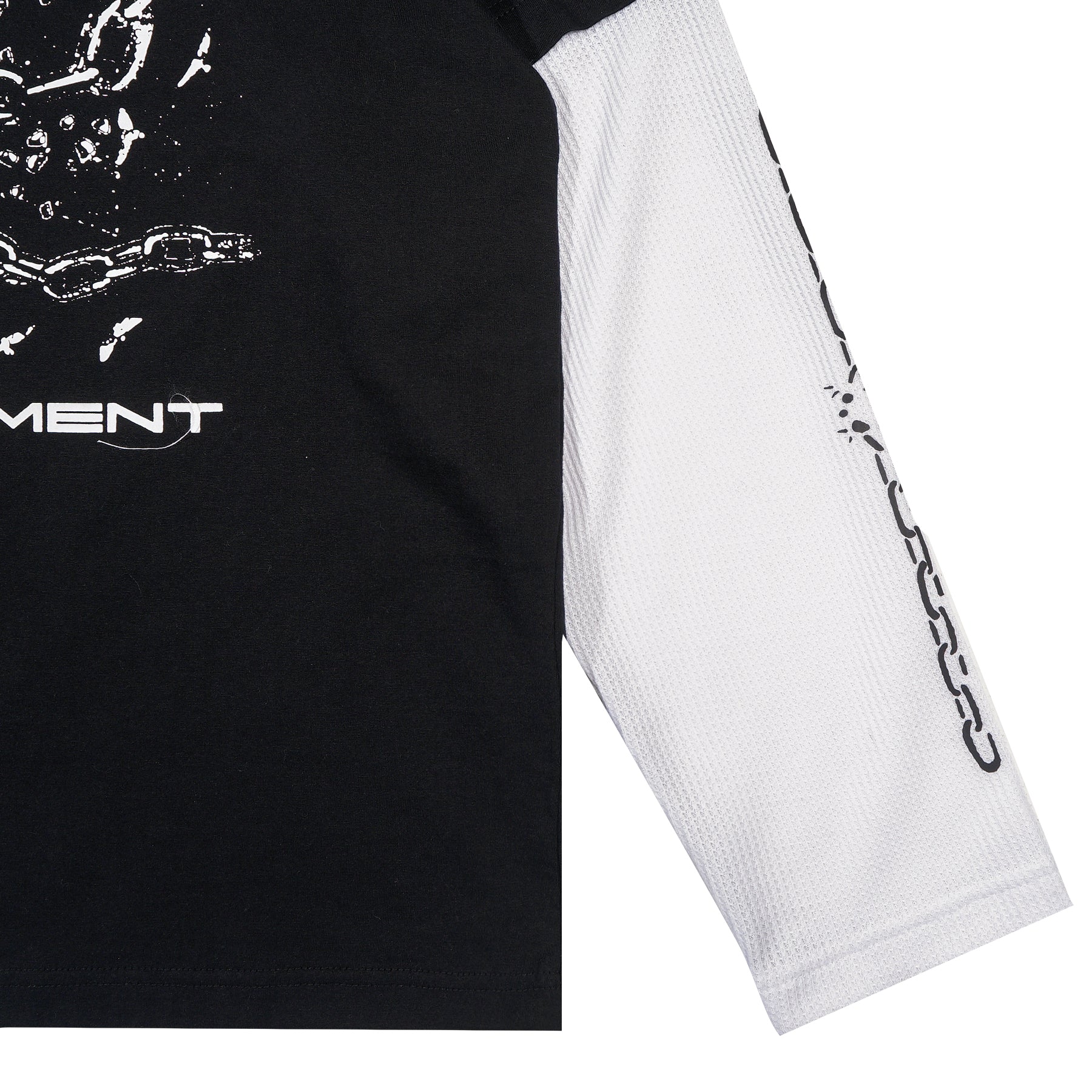 Wormhole Solitary Chain Double Layer Long sleeve Tee Black/White