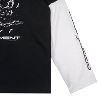 Wormhole Solitary Chain Double Layer Long sleeve Tee Black/White