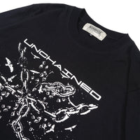 Wormhole Solitary Chain Double Layer Long sleeve Tee Black/White