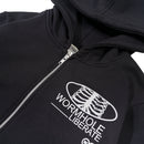 Wormhole Esqueleto Boxy Cut Oversize Zip Hoodie Black