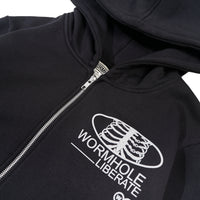 Wormhole Esqueleto Boxy Cut Oversize Zip Hoodie Black