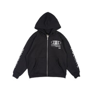Wormhole Esqueleto Boxy Cut Oversize Zip Hoodie Black