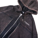 W.Essentiels Type-07 Hoodie Layered Acid Wash Noir black