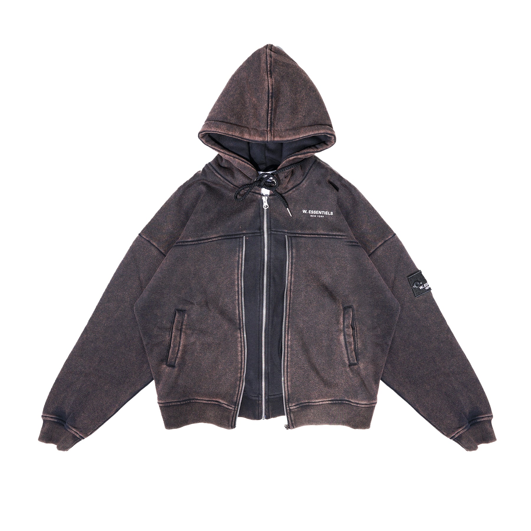 W.Essentiels Type-07 Hoodie Layered Acid Wash Noir black