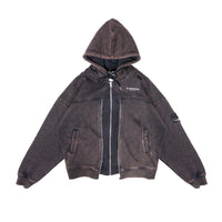 W.Essentiels Type-07 Hoodie Layered Acid Wash Noir black