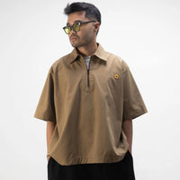 Oat Leja Quarter Zip Shirt Light Brown