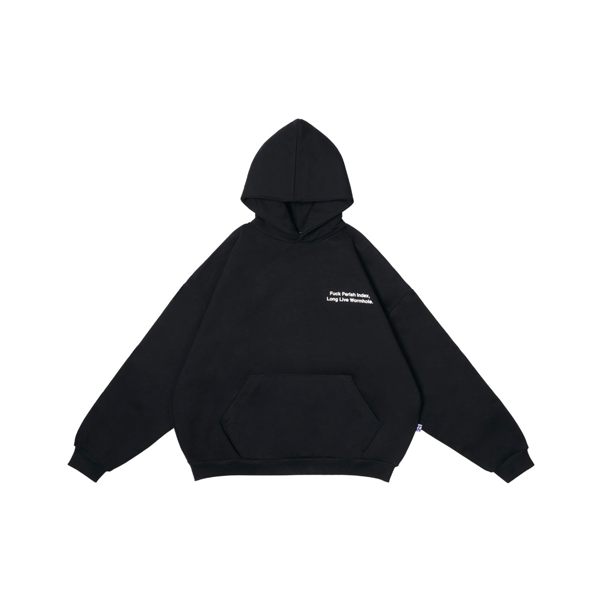 PERISH x WORMHOLE Long Live Oversize Boxy Pullover Hoodie Black