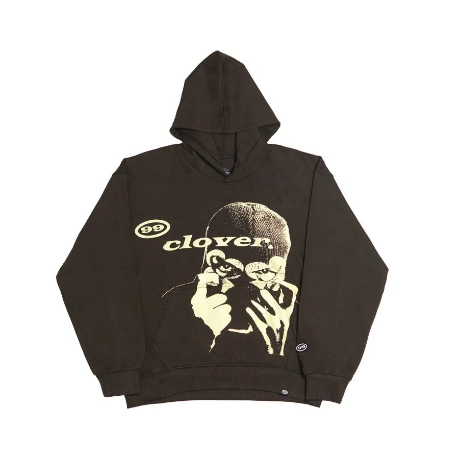 99 Clover "Clover Vision" Oversized Hoodie Brown
