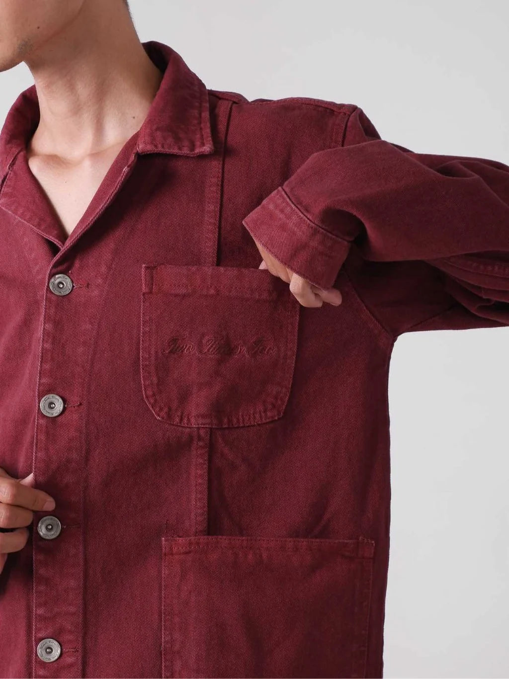 Two Times Too Panel Chore Jacket Maroon