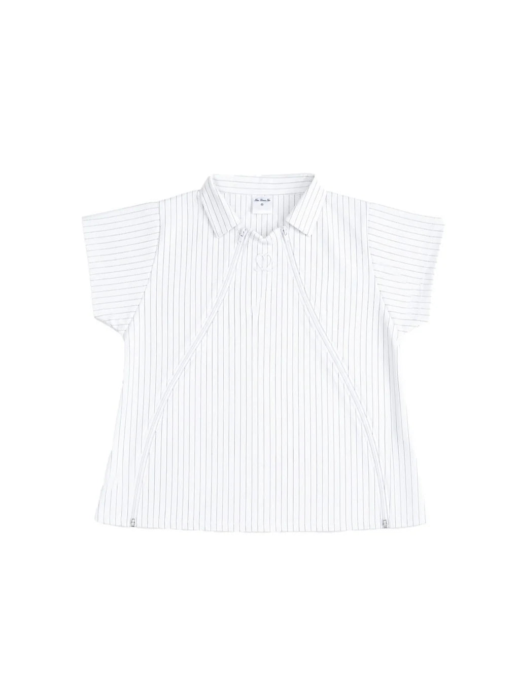 Two Times Too Multi Zip Top Stripe White