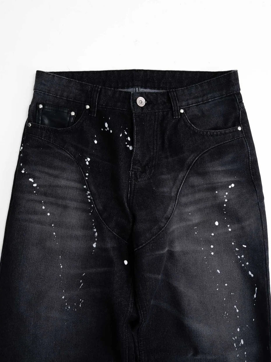 Two Times Too Splattered Cowboy Denim Washed Black