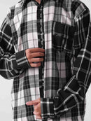 Two Times Too Overlay Plaid Shirt Black/White