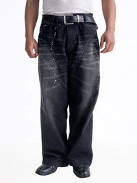 Two Times Too Splattered Cowboy Denim Washed Black